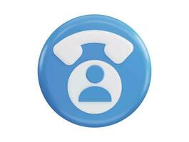 Contact phone call and user with 3d vector icon illustration