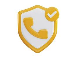 Phone with protect shield 3d rendering vector icon illustration