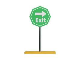 Exit sign with stand 3d rendering vector icon illustration