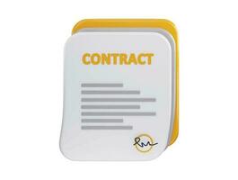 Contract paper with signature icon 3d rendering vector illustration