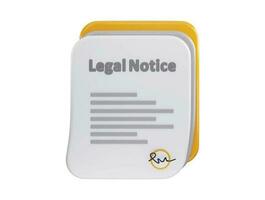 Legal Notice with signature icon 3d rendering vector illustration