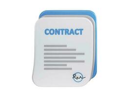 Contract paper with signature icon 3d rendering vector illustration