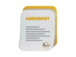 Agreement paper with signature icon 3d rendering vector illustration