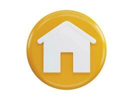 Home page button house web symbol with 3d vector icon illustration