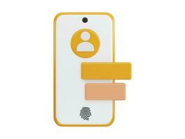 User on Mobile phone with fingerprint 3d rendering vector icon illustration