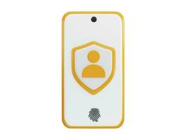 User on Mobile phone with protect shield 3d rendering vector icon illustration