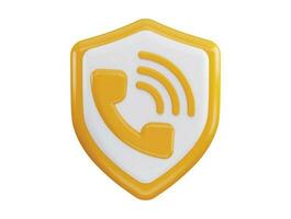 Phone with protect shield 3d rendering vector icon illustration