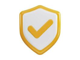 Right mark with protect shield 3d rendering vector icon illustration