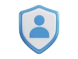 User with protect shield 3d rendering vector icon illustration