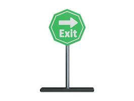 Exit sign with stand 3d rendering vector icon illustration