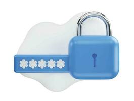 Padlock with password 3d rendering vector icon illustration