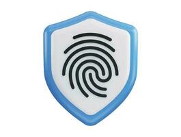 Fingerprint on protect shield 3d rendering vector icon illustration