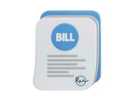 Bill with signature icon 3d rendering vector illustration