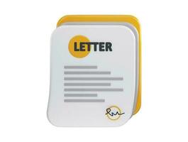 Letter with signature icon 3d rendering vector illustration