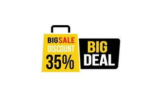 35 Percent BIG DEAL offer, clearance, promotion banner layout with sticker style. vector