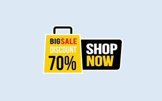 70 Percent SHOP NOW offer, clearance, promotion banner layout with sticker style. vector