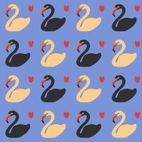 Vector seamless pattern with flamingos and hearts.