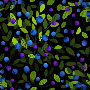 vector sin costura modelo con bluberry con ramas y hojas.