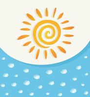 The drawn sun on a white background. A vector illustration