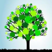 Tree with green foliage from blots. A vector illustration