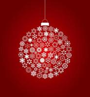 New Year's sphere from snowflakes on a red background. A vector illustration