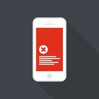 Red screen of error in your phone. Vector illustration
