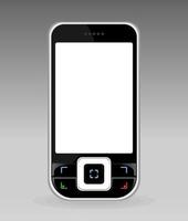 Black cellular telephone with the white screen. A vector illustration
