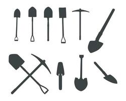 Shovels vector silhouettes, Spade silhouettes