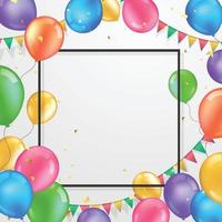 globos y papel picado en un marco vector