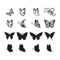 collection of beautiful butterflies  silhouette vector