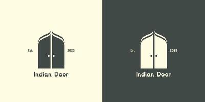 Indian door silhouette logo design illustration Creative idea flat symbol, vector icon, simple niche decor, minimalist property. for corporate brands