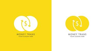 Yellow color coin or money transfer silhouette logo design illustration. Creative idea simple flat symbol vector icon business banking investment economy or credit or cash. For company web or app