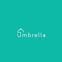 Simple umbrella logotype design illustration Idea vector icon symbol logo text item custom property minimalist flat style. corporate identity branding