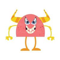 Pink monster big teeth vector