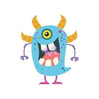 Cute Blue monster big mouth vector