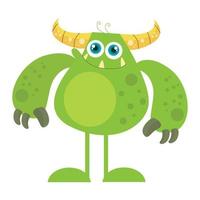 Funny adorable green monster vector