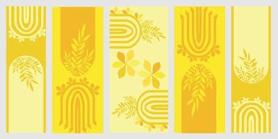 Abstract Illustration Yellow Monochrome Boho Art with Geometric Line as Background vector