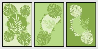 Hand Drawn Illustration of Fresh Green Floral Type as Boho Wall Art vector