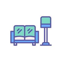 sofa icon with filled color style vector