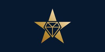 Modern and elegant diamond star logo design vector