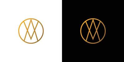 Modern and minimalist round WM logo design vector