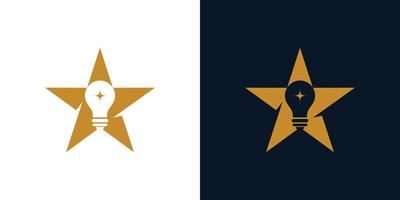 Modern and unique lamp star logo design vector