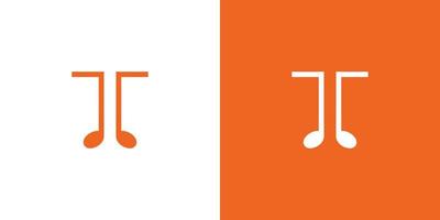 Unique and simple T initials music logo design vector