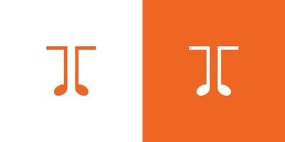 Unique and simple T initials music logo design vector