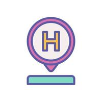 hotel location icon with filled color style vector