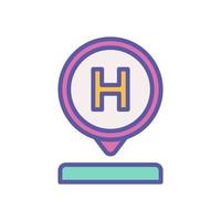 hotel location icon with filled color style vector