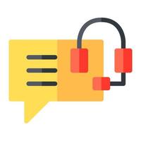 Customer service in flat icon. Support, help, headphone, conversation, message, chat vector