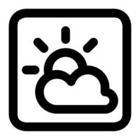 Sun with cloud in outline icon. Weather app, forecast, summer, climate vector