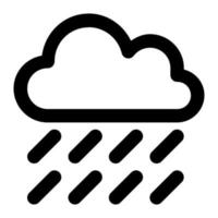 nube con pesado lluvia en contorno icono. clima, tormenta de lluvia, pronóstico, clima vector