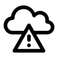 Weather alert symbol in outline icon style. Warning, cloud, forecast sign vector